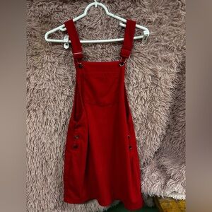 Bright red overall skirt